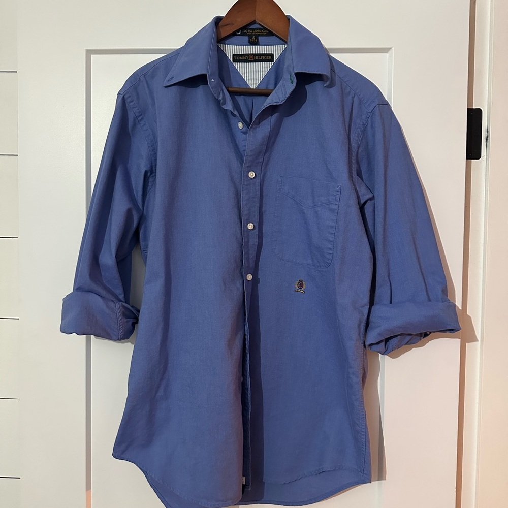 Men's Blue Tommy Hilfiger  Button-Up Shirt (size 15)